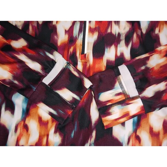 Xersion Womens Petite Medium PM Athletic Vented Running Top Abstract Thumb Holes - Picture 12 of 16